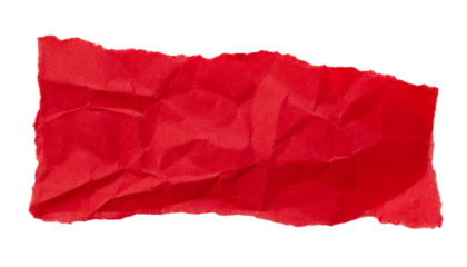 a torn piece of red paper showing the texture and rough edges. It embodies concepts of destruction, creativity, and the passage of time.