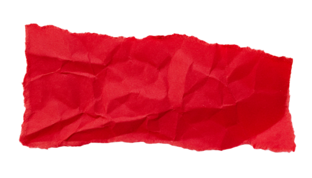 a torn piece of red paper showing the texture and rough edges. It embodies concepts of destruction, creativity, and the passage of time.