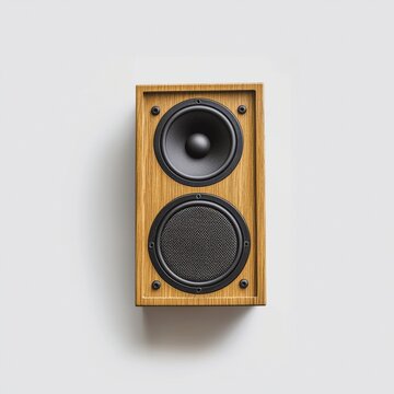 a wooden speaker on a white background 