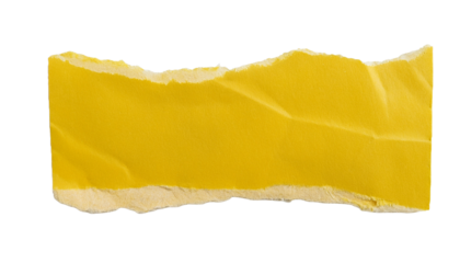 a torn piece of yellow paper. The texture and details of the paper are clearly visible, showcasing the rough edges
