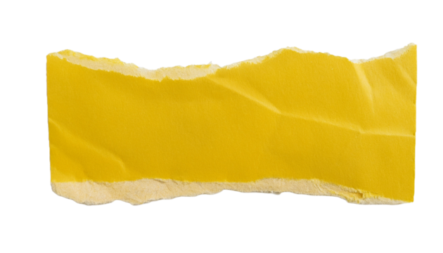 a torn piece of yellow paper. The texture and details of the paper are clearly visible, showcasing the rough edges