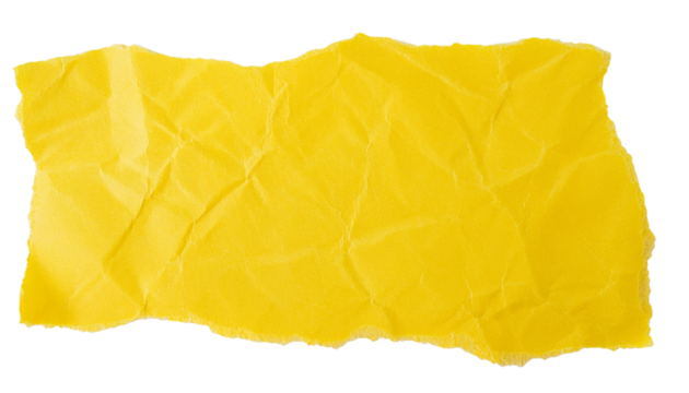 a torn piece of yellow paper, a textured surface with irregular edges. The image shows the fragility and imperfections of the material