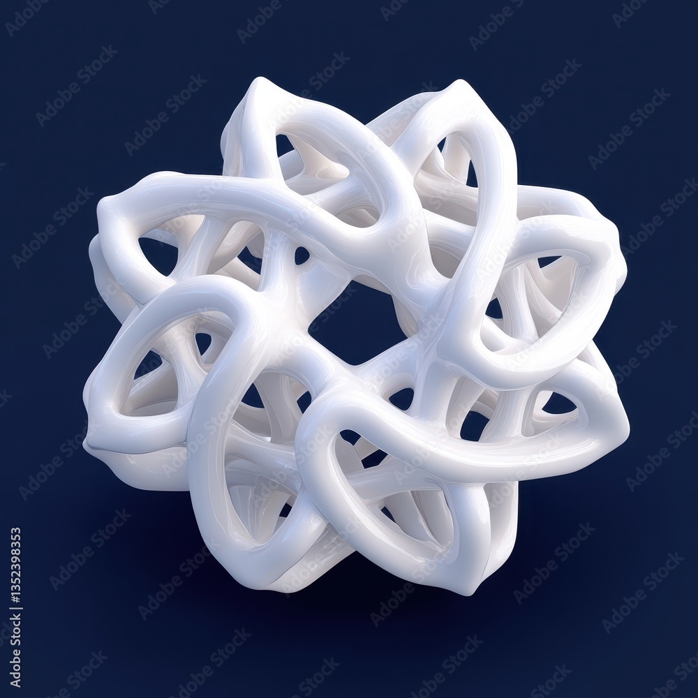 Poster a white abstract three dimensional object with curved forms