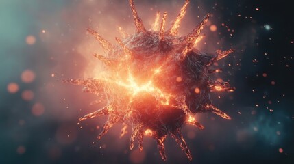 Vibrant Concept of Microbial Life with Explosive Energy and Color