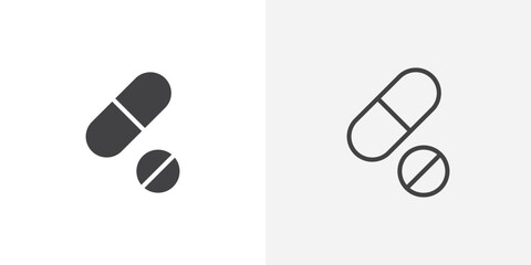 Painkiller pills Icon set. vectors for apps and website designs