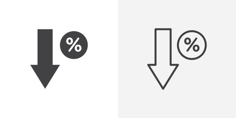 Percent down Icon set. vectors for apps and website designs