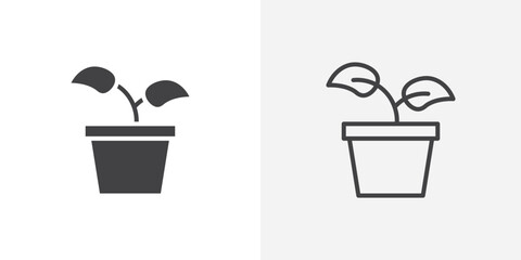 Plant pot Icon set. vectors for apps and website designs