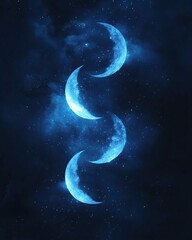 Naklejka premium Glowing crescent moon design with blue hues