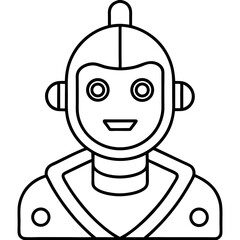 AI Robot Head Line Art Drawing