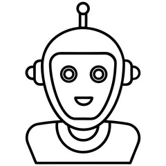AI Robot Head Line Art Drawing