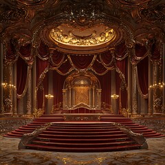 Golden trim throne chairs in palace high resolution picture