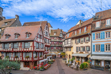 Eguisheim is a medieval village in France’s Alsace wine region, France