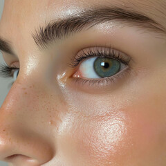 Fototapeta premium Niacinamide vitamin cream skin benefits. Inflammation formula. Hydration texture. Glowing skin with niacinamide treatment showcased in a close-up image.