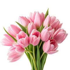 Naklejka premium Bouquet of pink tulip flowers isolated on transparent background. Png