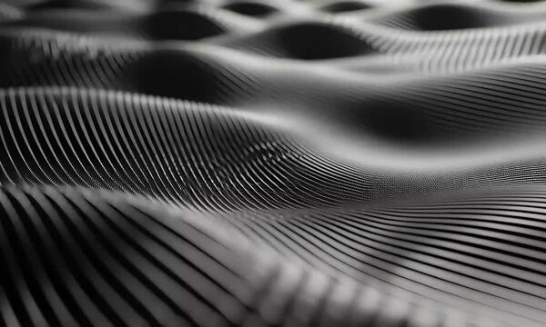 Abstract Monochrome 3D Wave Pattern Texture Surface Design