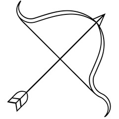 Bow and Arrow Line Art Drawing