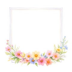 Fototapeta premium Floral border design with pastel colors for greeting cards 