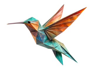 origami hummingbird isolated on white