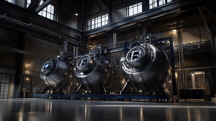 Industrial Factory Interior Featuring Large Equipment and Conveyor System