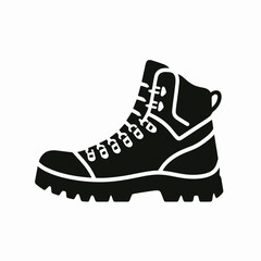 Hiking Boot silhouette in black on a white background 