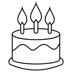 Cake with Candles Line Art Drawing