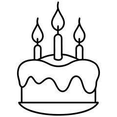 Cake with Candles Line Art Drawing