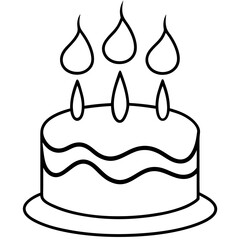 Cake with Candles Line Art Drawing