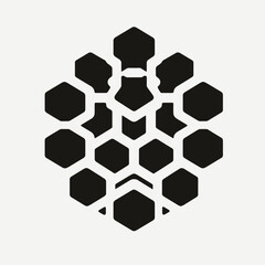 Honeycomb silhouette in black on a white background