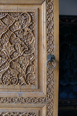 wooden doors with carved ornaments