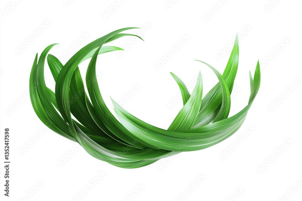 Poster green leaves arranged in a flowing pattern on a white background showcasing natural beauty and simpl