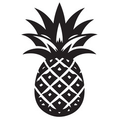 Obraz premium Pineapple silhouette black and white vector icon
