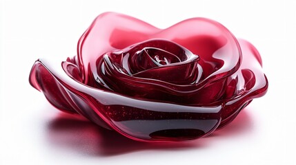 Pink and magenta glass rose art sculpture with industrial aesthetic, combining transparent floral form, modern material texture and creative design concept, expressing contemporary art, decorative obj