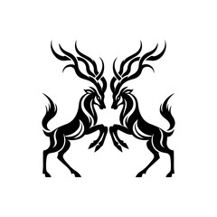 A wildlife fight scene in silhouette