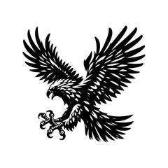 Flying Eagle Silhouette Vector Design – Majestic Bird in Flight Illustration