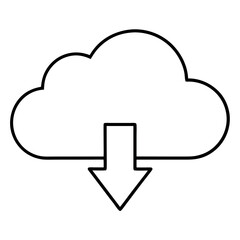 Clean Line Art Vector Icon of a Cloud with an Arrow – Data Transfer & Backup Concept