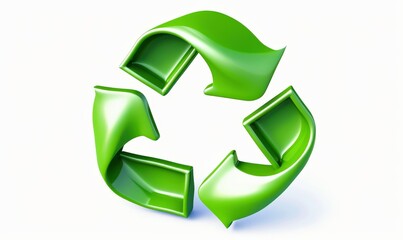 Fototapeta premium Modern Green Recycling Symbol with Three Arrows Representing Sustainability and Environmental Awareness in Clean Design and Vibrant Color