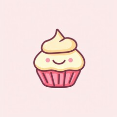 Adorable Kawaii Cupcake Illustration