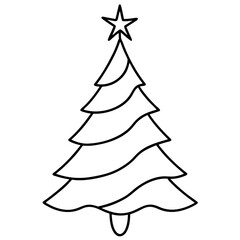 Christmas Tree Line Art Drawing