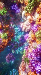 Colorful vibrant underwater scene depicting a marine reef environment