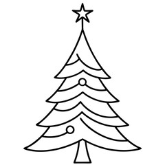 Christmas Tree Line Art Drawing