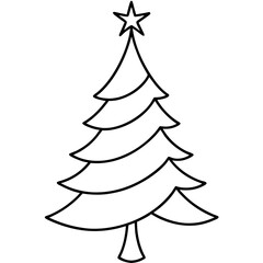 Christmas Tree Line Art Drawing