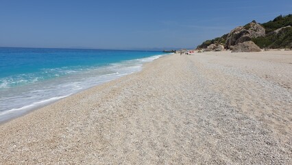 Wide Sandy Beach on Lefkada, Ionian Islands, Greece
