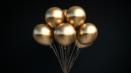 Metallic Gold Balloons Dark Background