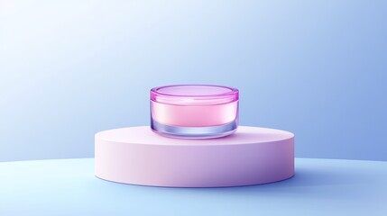 Cosmetic product display, studio shot, pink cream jar,  modern aesthetic