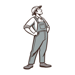 Man in Work Clothes Vector Illustration ? Cartoon Clipart & Line Art Design for Print 1.eps