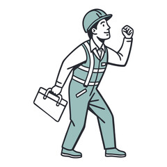 Man in Work Clothes Vector Illustration ? Cartoon Clipart & Line Art Design for Print.eps