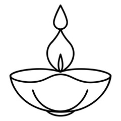 Diwali Lamp Line Art Drawing