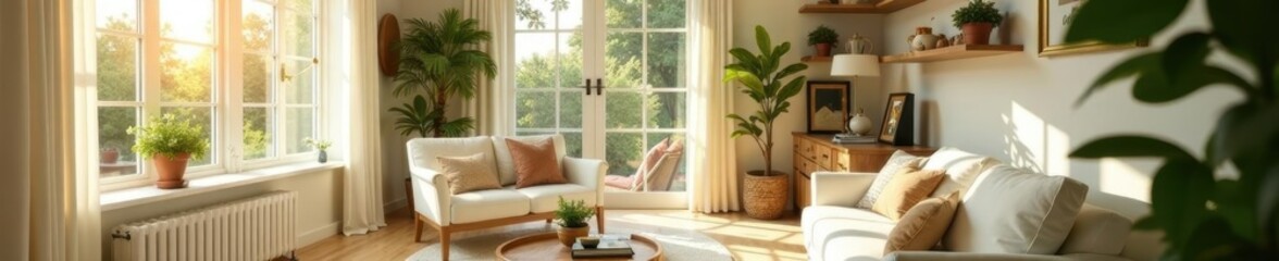 Bright, airy Southern home; sunlit interior, tasteful decor, sophisticated, home interior, comfortable