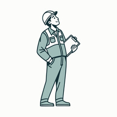 Man in Work Clothes Vector Illustration - Cartoon Clipart & Line Art Design for Print 1.eps