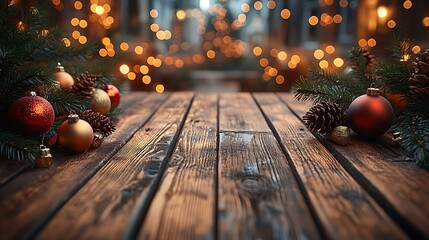 christmas decoration on wooden table